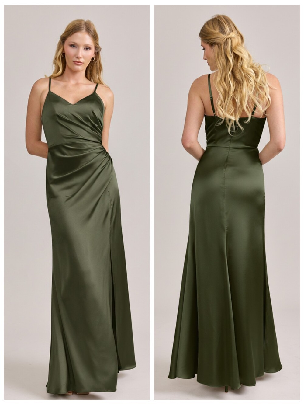 Revelry Rory Deep Olive Satin Dress